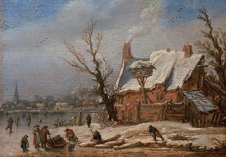 Esaias Van de Velde Winter landscape. Spain oil painting art